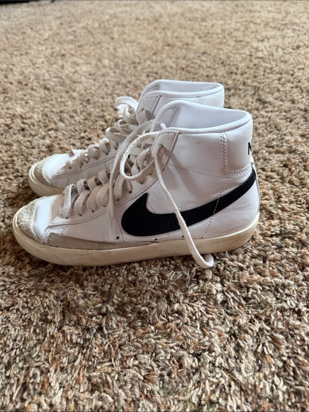 Nike blazer White High-Top Sneakers with Black Swoosh Accent